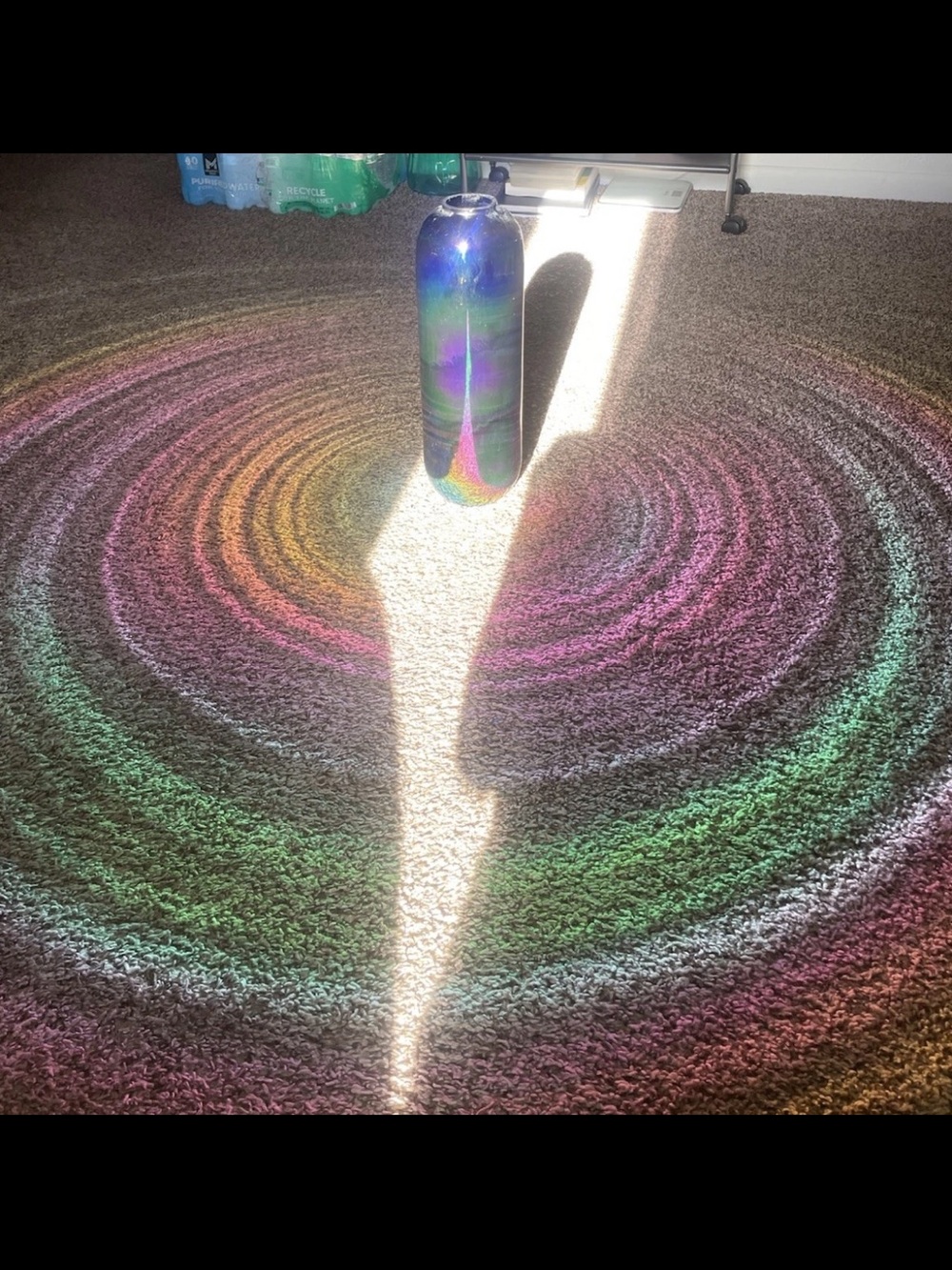 Iridescent Multicolor Glass Art Bottle - Home Accent